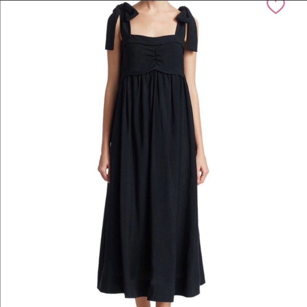 See By Chloe Tie Shoulder Black Midi Dress